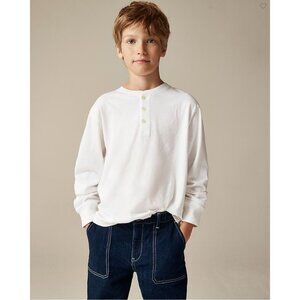 J. Crew Long-Sleeve Garment-Dyed Henley T-Shirt Kids' Size Small in White NWT!